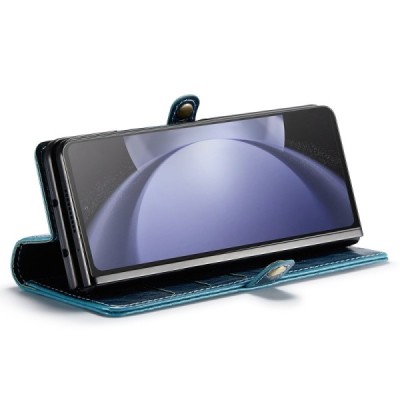 Samsung Galaxy Fold5 5G (SM-F946B) „CaseMe“ Leather solidus atverčiamas mėlynas odinis dėklas - knygutė | Priedai.lt