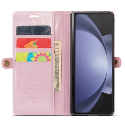 Samsung Galaxy Fold5 5G (SM-F946B) „CaseMe“ Leather solīds atvēramais ādas rozs maciņš - maks | Vacins.lv