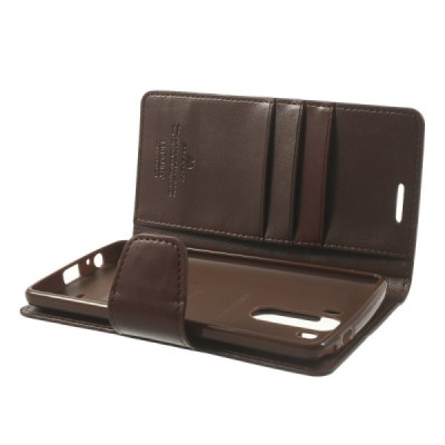 Mercury Sonata atverčiamas LG G3 rudas odinis dėklas - piniginė / Priedai.lt