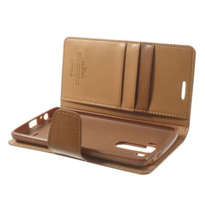 LG G3 Mercury Sonata atvērams gaiši brūns ādas futrālis - maciņš / Vacins.lv