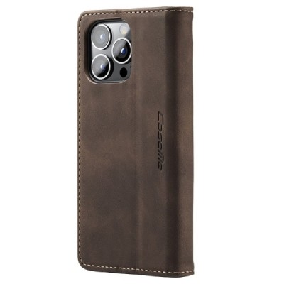 Apple iPhone 15 Pro Max CaseMe Retro solīds atvēramais ādas tumši brūns maciņš - maks | Vacins.lv