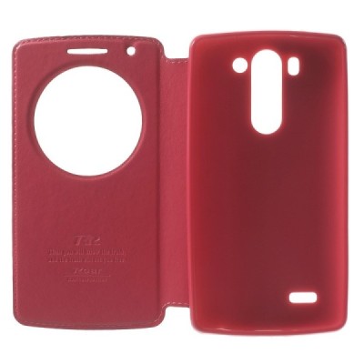 Roar Noble atverčiamas LG G3 S D722 rožinis odinis dėklas / Priedai.lt