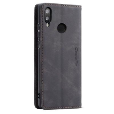 Huawei P20 Lite (Nova 3e) CaseMe Retro solīds atvēramais ādas melns maciņš - maks | Vacins.lv