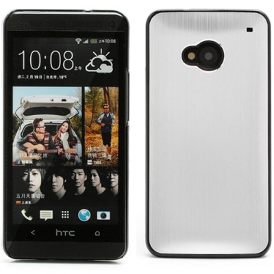 Slīpēta metāla sudrabs HTC One M7 apvalks / Vacins.lv