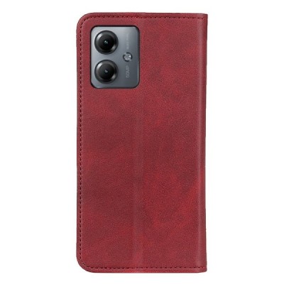 Motorola Moto G14 „Split“ raudonas odinis atverčiamas dėklas - knygutė | Priedai.lt