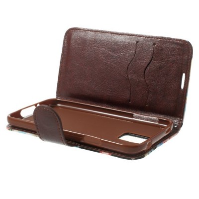 Atverčiamas Samsung Galaxy S5 (S5 Neo) rožių spalvotas dėklas (piniginė) - juodas / Priedai.lt