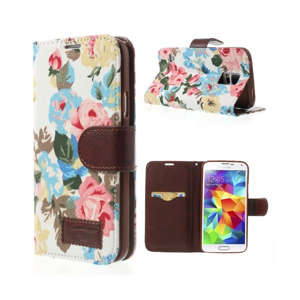 Atverčiamas „rožių“ dėklas - baltas (Galaxy S5 / S5 Neo)