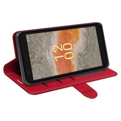 Nokia C02 atvēramais ādas sarkans maciņš (maks) | Vacins.lv