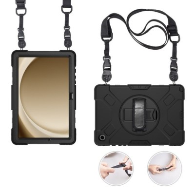 Samsung Galaxy Tab A9+ pastiprinātas aizsardzības melns (360°) apvalks, vaciņš | Vacins.lv