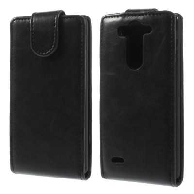 LG G3 S D722 klasikinis vertikaliai atverčiamas juodas odinis dėklas / Priedai.lt