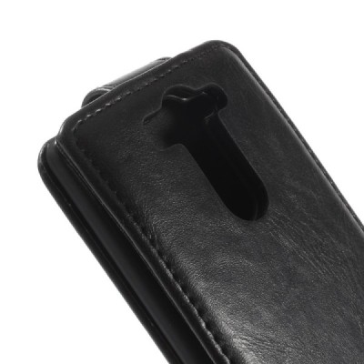 LG G3 S D722 klasikinis vertikaliai atverčiamas juodas odinis dėklas / Priedai.lt