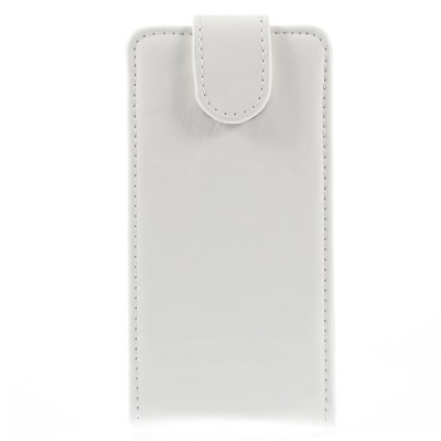 LG G3 S D722 klasikinis vertikaliai atverčiamas baltas odinis dėklas / Priedai.lt