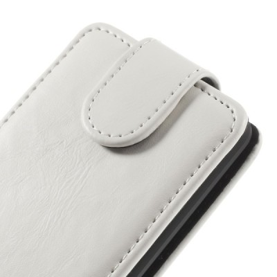 LG G3 S D722 klasikinis vertikaliai atverčiamas baltas odinis dėklas / Priedai.lt
