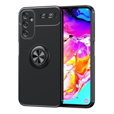 Samsung Galaxy A25 (SM-A256) „FOCUS“ Kickstand cieta silikona (TPU) melns apvalks | vacins.lv