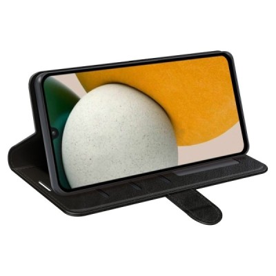 Samsung Galaxy A15 5G (SM-A156B) atvēramais ādas melns maciņš (maks) | Vacins.lv