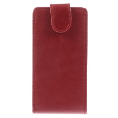 LG G3 S D722 klasikinis vertikaliai atverčiamas raudonas odinis dėklas / Priedai.lt