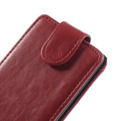 LG G3 S D722 klasikinis vertikaliai atverčiamas raudonas odinis dėklas / Priedai.lt