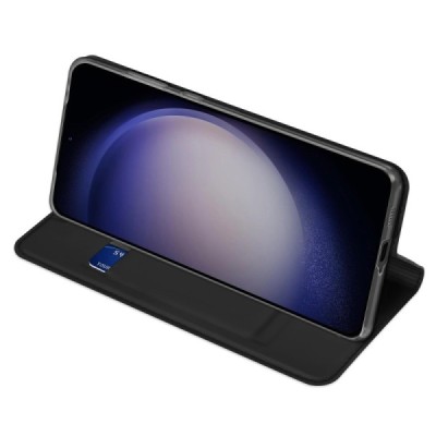 Samsung Galaxy S24+ (SM-S926) „Dux Ducis“ Skin sērijas melns ādas atvērams maciņš | Vacins.lv
