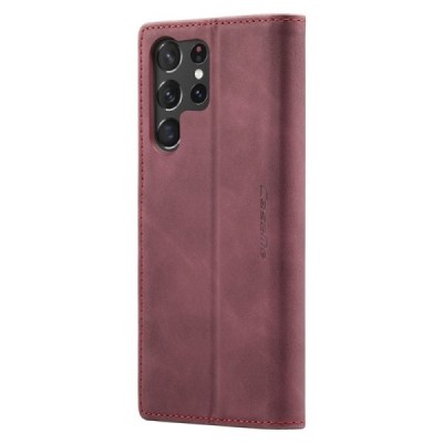 Samsung Galaxy S24 Ultra (SM-S928) CaseMe Retro solīds atvēramais ādas bordo maciņš - maks | Vacins.lv