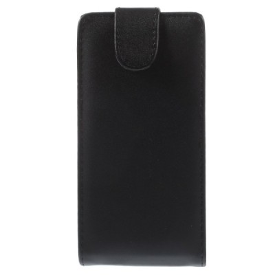HTC Desire 610 klasisks ādas vertikāli atvēramais melns futrālis / Vacins.lv