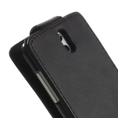 HTC Desire 610 klasisks ādas vertikāli atvēramais melns futrālis / Vacins.lv