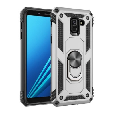 Sustiprintos apsaugos „Kickstand“ Samsung Galaxy A8 2018 (A530F) sidabrinis kieto silikono (TPU) ir plastiko dėklas | Priedai.lt