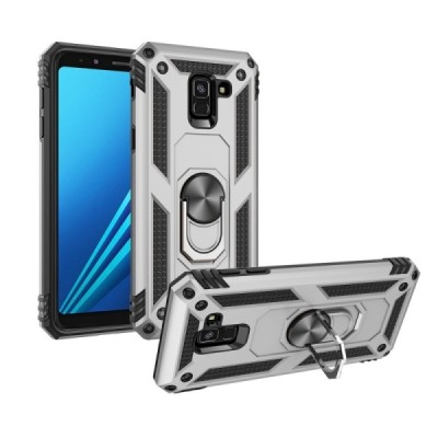 Sustiprintos apsaugos „Kickstand“ Samsung Galaxy A8 2018 (A530F) sidabrinis kieto silikono (TPU) ir plastiko dėklas | Priedai.lt