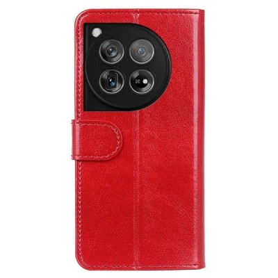 OnePlus 12 atvēramais ādas sarkans maciņš, grāmata (maks) | Vacins.lv