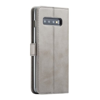 Samsung Galaxy S10+ (G975) Imeeke atvēramais ādas pelēks retro maciņš (maks) | Vacins.lv