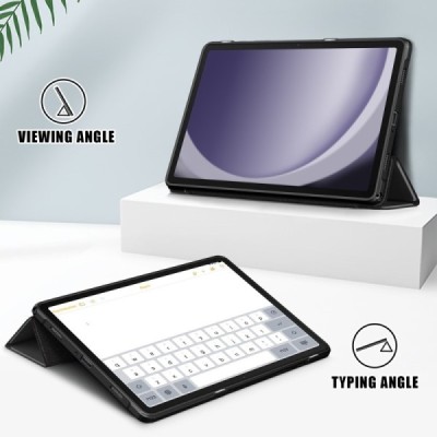 Samsung Galaxy Tab A9+ „Deluxe“ atvēramais melns maciņš | Vacins.lv