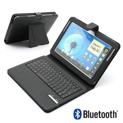 Samsung Galaxy Note 10.1 N8000 atverčiamas juodas odinis dėklas su bluetooth belaide klaviatūra / Priedai.lt