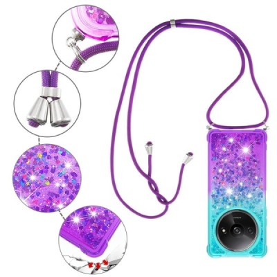 Xiaomi Redmi A3 (Poco C61) „Strap“ Shine cieta silikona (TPU) piparmētru violeta apvalks | Vacins.lv