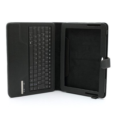 Samsung Galaxy Note 10.1 N8000 atverčiamas juodas odinis dėklas su bluetooth belaide klaviatūra / Priedai.lt