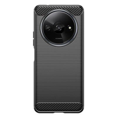 Xiaomi Redmi A3 (Poco C61) „Mofi“ Carbon cieta silikona (TPU) melns apvalks | vacins.lv