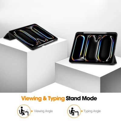 Apple iPad Pro 13 (2025) / 13 (2024) atvēramais melns maciņš - maks ar vietu, kur ielikt stylus | Vacins.lv