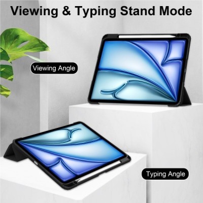 Apple iPad Air 13 (2024, M2) (modeļiem: A2903, A2904) „Deluxe“ atvēramais melns maciņš | Vacins.lv