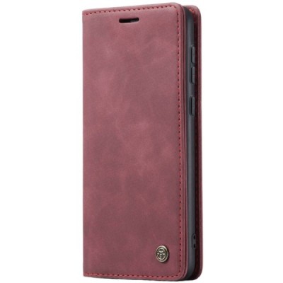 Samsung Galaxy A55 5G (SM-A556) CaseMe Retro solīds atvēramais ādas bordo maciņš - maks | Vacins.lv