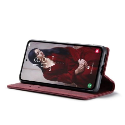 Samsung Galaxy A55 5G (SM-A556) CaseMe Retro solīds atvēramais ādas bordo maciņš - maks | Vacins.lv