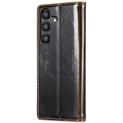 Samsung Galaxy A55 5G (SM-A556) CaseMe Leather solīds atvēramais ādas brūns maciņš - maks | Vacins.lv