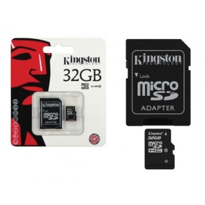 „Kingston“ MicroSD atmiņas karte 32 Gb, 10 klase, U1, V10 ar SD adapteri | Vacins.lv