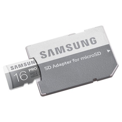 „Samsung“ Pro MicroSD atminties kortelė 16 Gb, 10 Klasė, U3 su SD adapteriu / Priedai.lt