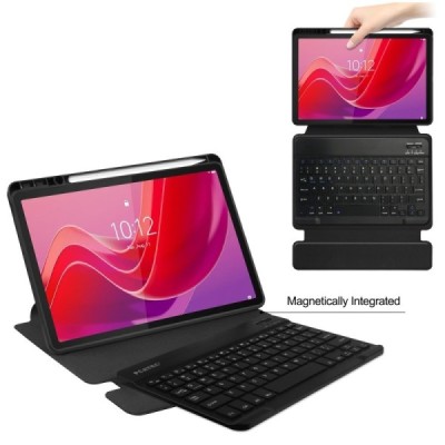 Lenovo Tab M11 (TB330FU, TB330XU), Xiaoxin Pad 11 2024 ādas atvēramais melns futrālis ar bluetooth tastatūra | Vacins.lv
