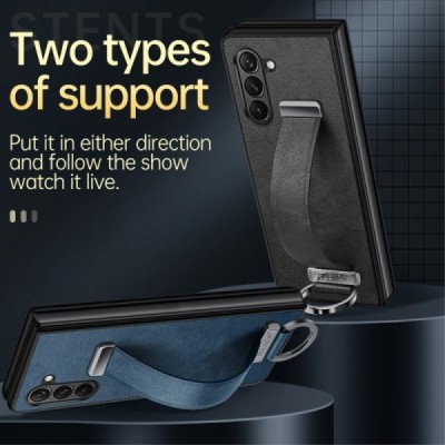 „Sulada“ Leather Kickstand Samsung Galaxy Fold6 5G (SM-F956B) juodas odinis dėklas - nugarėlė | Priedai.lt