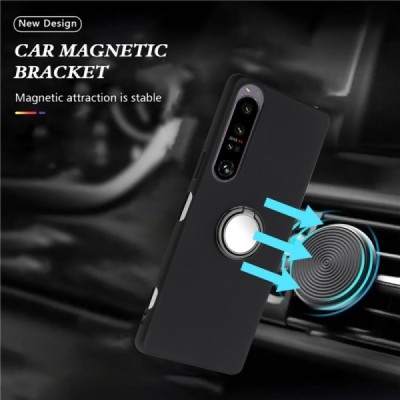 Sony Xperia 1 VI „Kickstand“ cieta silikona (TPU) melns apvalks | vacins.lv