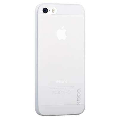 Hoco Thin Apple iPhone SE (5, 5s) baltas skaidrus plastikinis plonas dėklas / Priedai.lt
