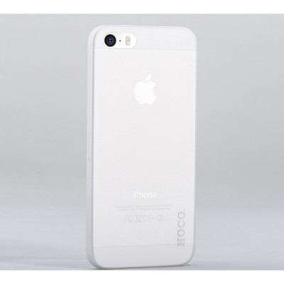Hoco Thin Apple iPhone SE (5, 5s) baltas skaidrus plastikinis plonas dėklas / Priedai.lt