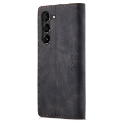 Samsung Galaxy S24+ (SM-S926) CaseMe Retro solīds atvēramais ādas melns maciņš - maks | Vacins.lv