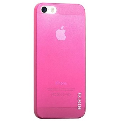 Hoco Thin Apple iPhone SE (5, 5s) rožinis skaidrus plastikinis plonas dėklas / Priedai.lt