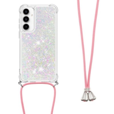 Samsung Galaxy A55 5G (SM-A556) „Strap“ Shine kieto silikono TPU skaidrus dėklas - nugarėlė | Priedai.lt
