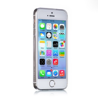 Hoco Light Apple iPhone SE (5, 5s) baltas skaidrus plastikinis plonas dėklas / Priedai.lt